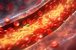 abstract section of the structure of blood vessels with red blood cells