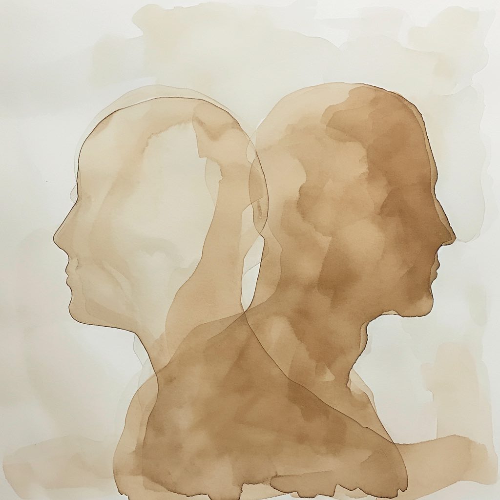 yalocin two outlines of heads back to back. light watercolor 6979beb0 8d88 40a8 9749 914fee2cc5a7